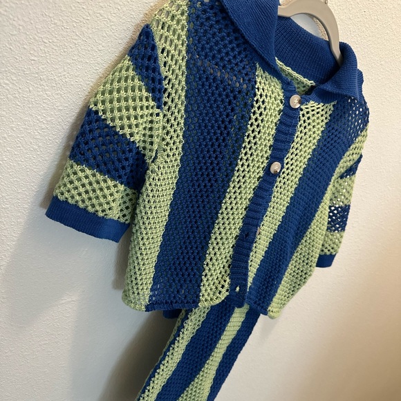 Two Tone Hollow Out Cover Up Beach Set! Top/ PANTS / SHEIN BEACHWEAR - Picture 2 of 8